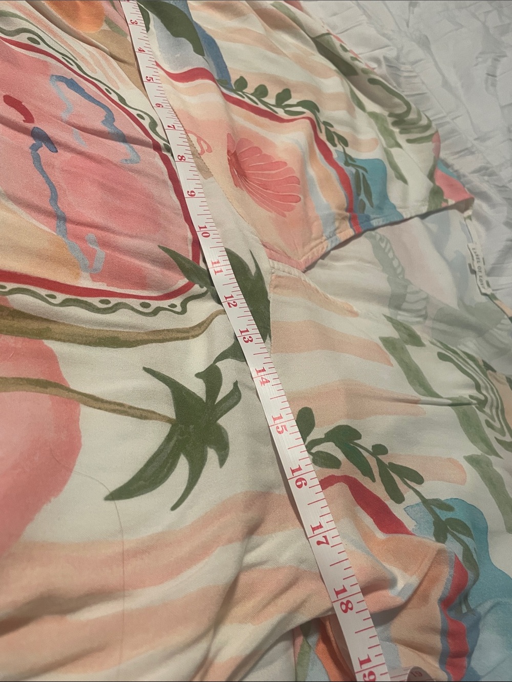 Boho Palm-Print V-Neck Tiered Women’s Tunic Dress in Pastel Multi - Picture 5 of 6